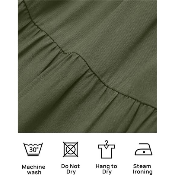 Casual Long Sleeve Crew Neck High Waist Smocked Flowy Tiered Midi Dress - Picture 4 of 14